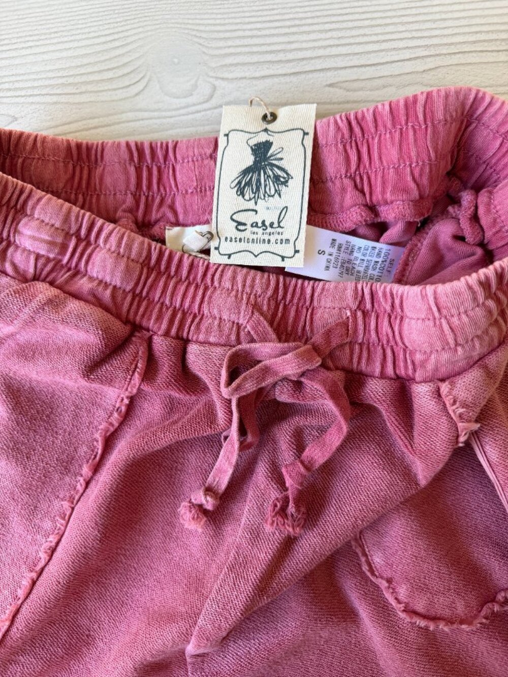 EASEL MINERAL WASHED TERRY KNIT PALAZZO PANTS 100% COTTON - Picture 4 of 5